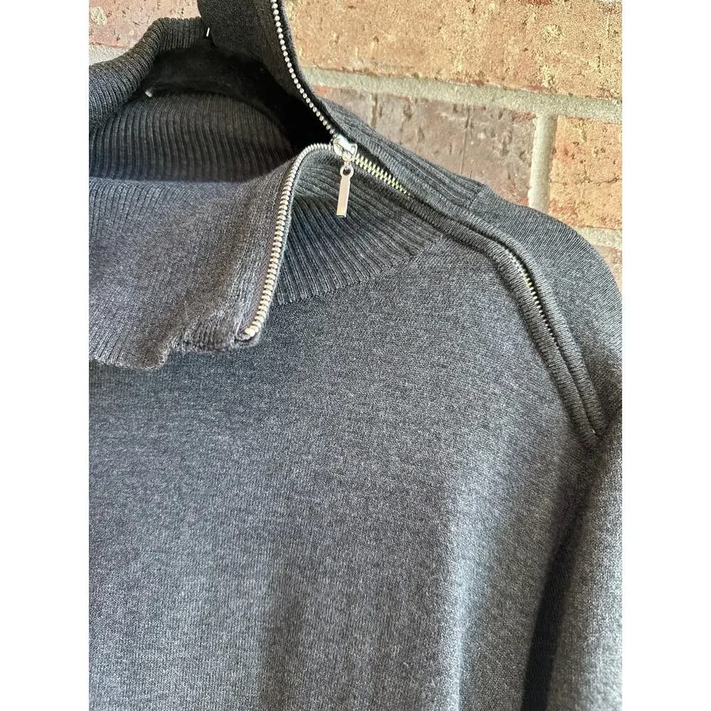 Investments II Womens Gray Colorblock Zip Cowl Neck Long Sleeve Sweaters Size 2X - Picture 4 of 4